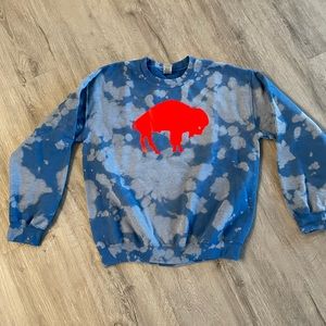 Buffalo Bills Blue Bleached Tie Dye Crew Neck Sweatshirt - Size Medium